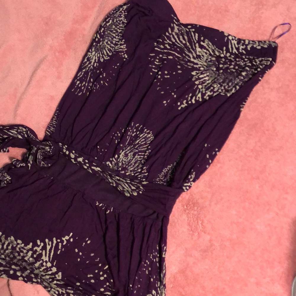 MNG Purple strapless mini dress